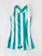 Strappy Leotard - Sea Green Stripe